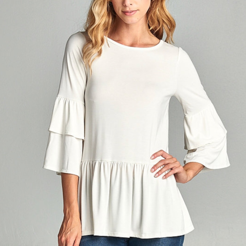 NWT Hailey & Co. Ruffle Sleeve Peplum Top